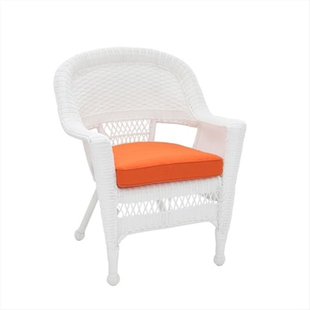 Propation White Resin Wicker Chair With Orange Cushion - 29.5 x 26 x 36 in. PR3012841